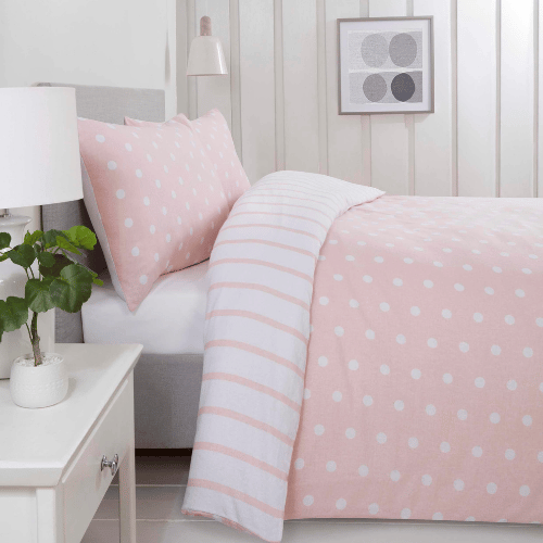 BED179 PINK SPOTS AND STRIPES - KING