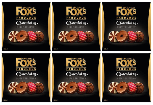 6 X Foxs Fabulous Chocolatey Biscuit Selection Carton 365G