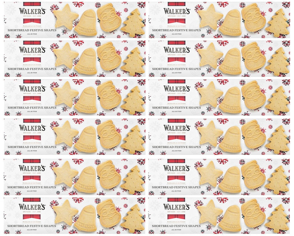12 X Walkers Festive Shapes Shortbread Carton 175GM
