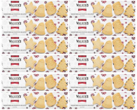 12 X Walkers Festive Shapes Shortbread Carton 175GM