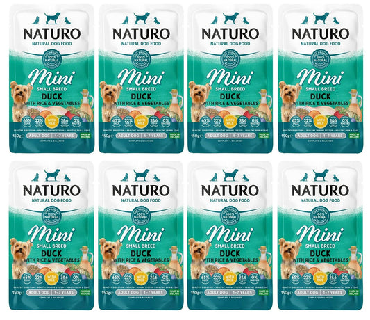 8 X Naturo Adult Mini Duck & Rice Pouch 150GM