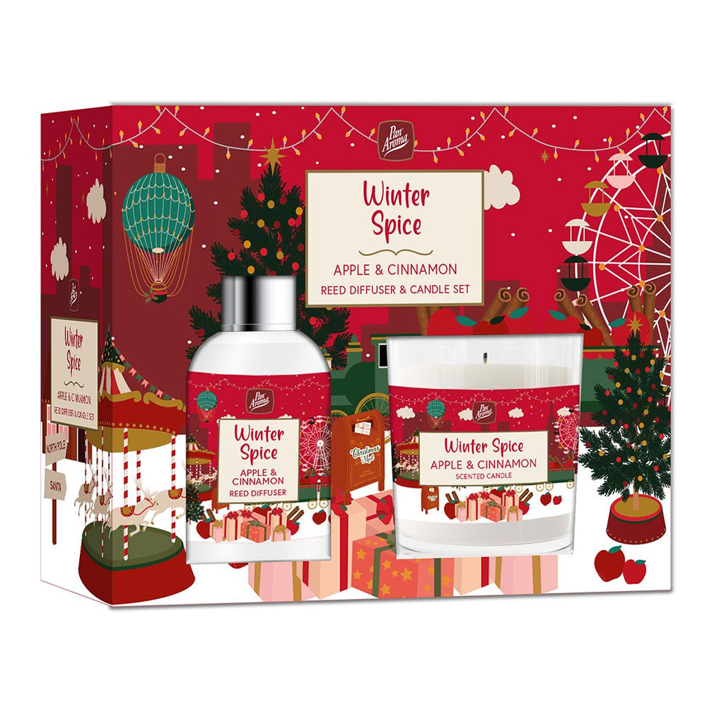 8 x Pan Aroma Reed & Candle Set Winter Spice - 2 PACK
