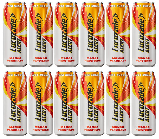 12 X Lucozade Alert Zero Mango Peachade 500ML