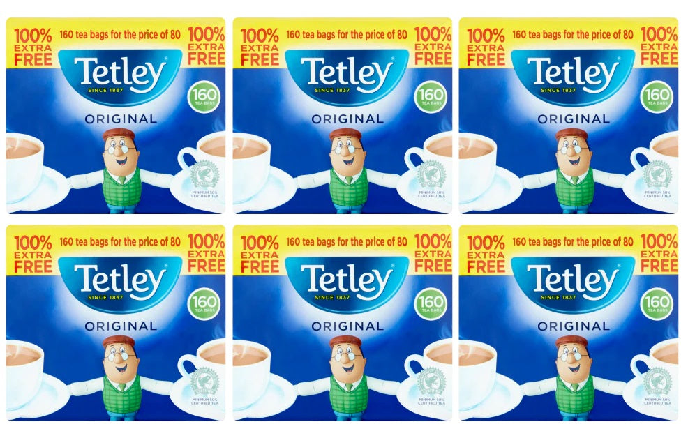 6 x Tetley Teabags 80+80 Free 160's  - 160