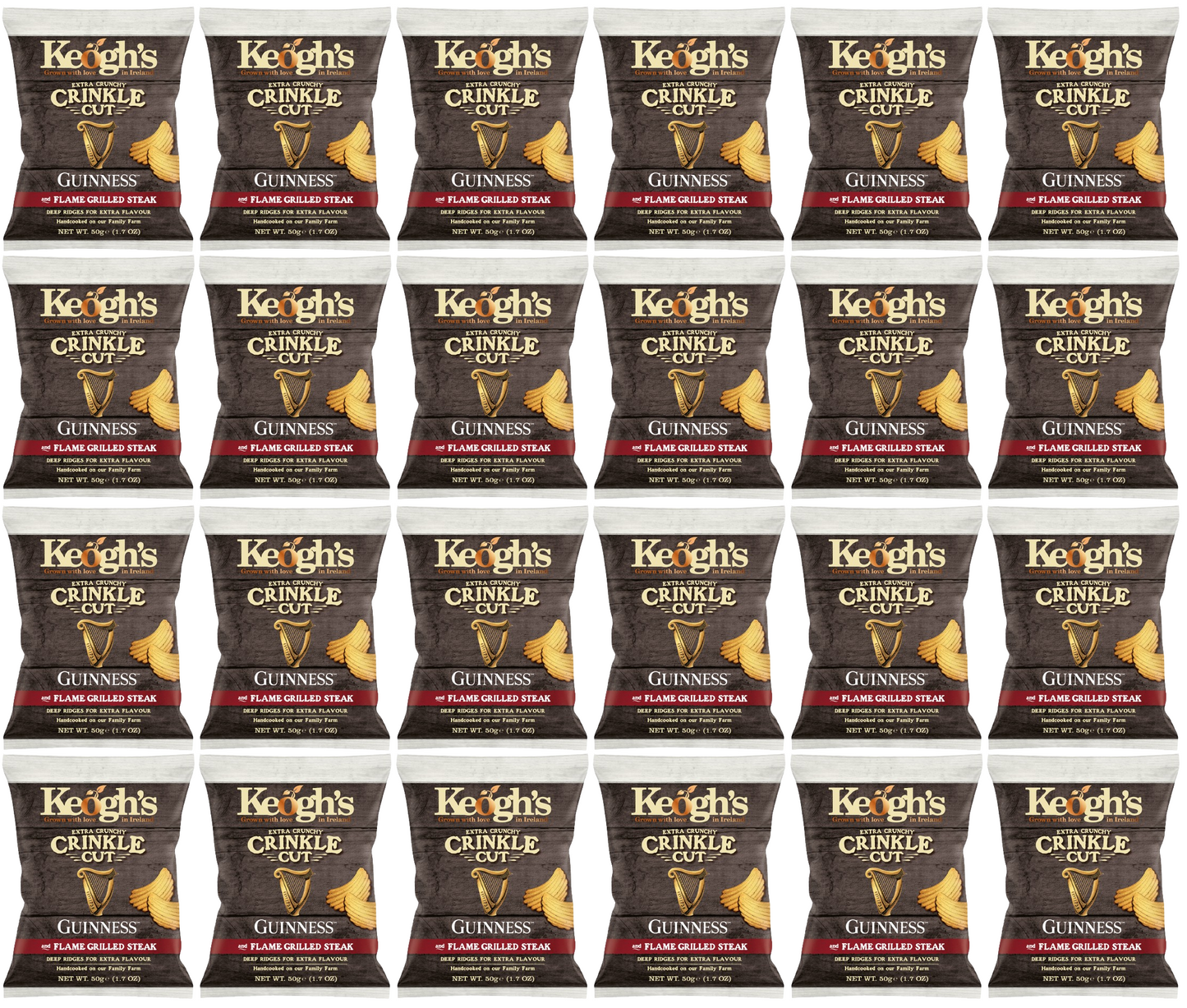 24 x Keogh's Crinkle Cut Guinness & Flame Grilled Steak 50G