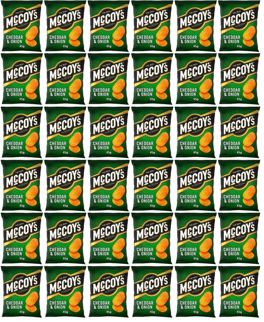36 x Mccoy S­ Ridge Cut Cheddar & Onion Flavour Potato Crisps 45G