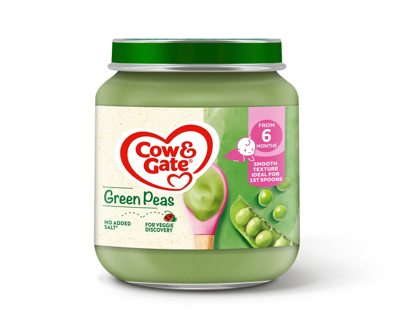 6 x Cow & Gate Jar Green Peas  - 125G