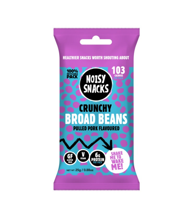 10 x Noisy Snacks Crunchy Broad Beans Pulled Pork - 25g