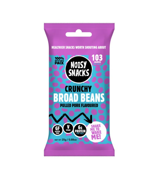 10 x Noisy Snacks Crunchy Broad Beans Pulled Pork - 25g