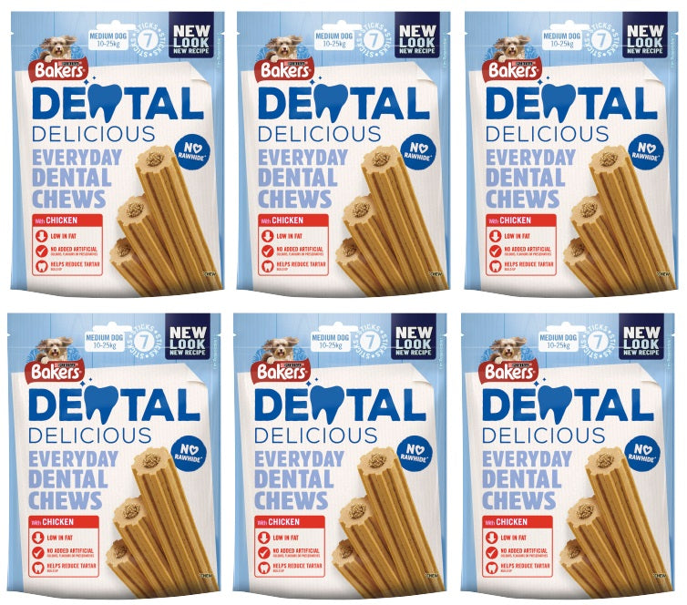 6 x Bakers Dental Medium Chicken 200G