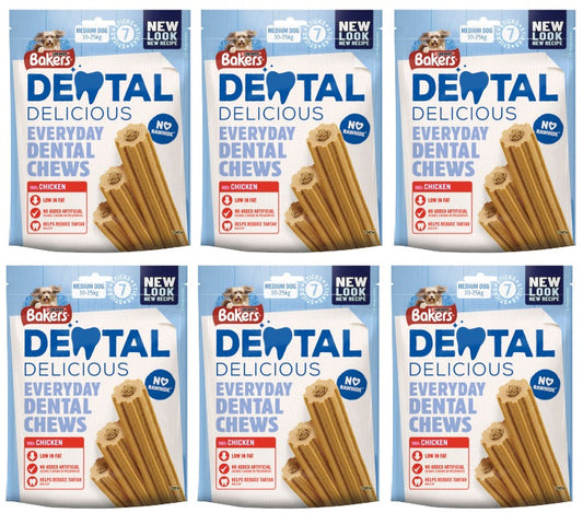 6 x Bakers Dental Medium Chicken 200G