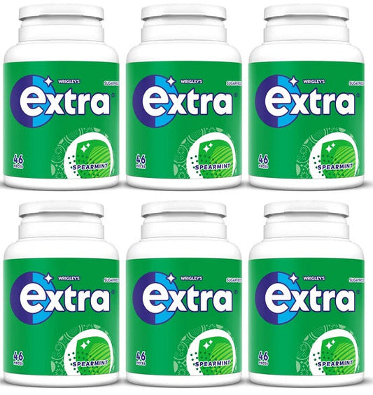 6 x Extra Spearmint Chewing Gum Bottle 46pce - 46 PCE