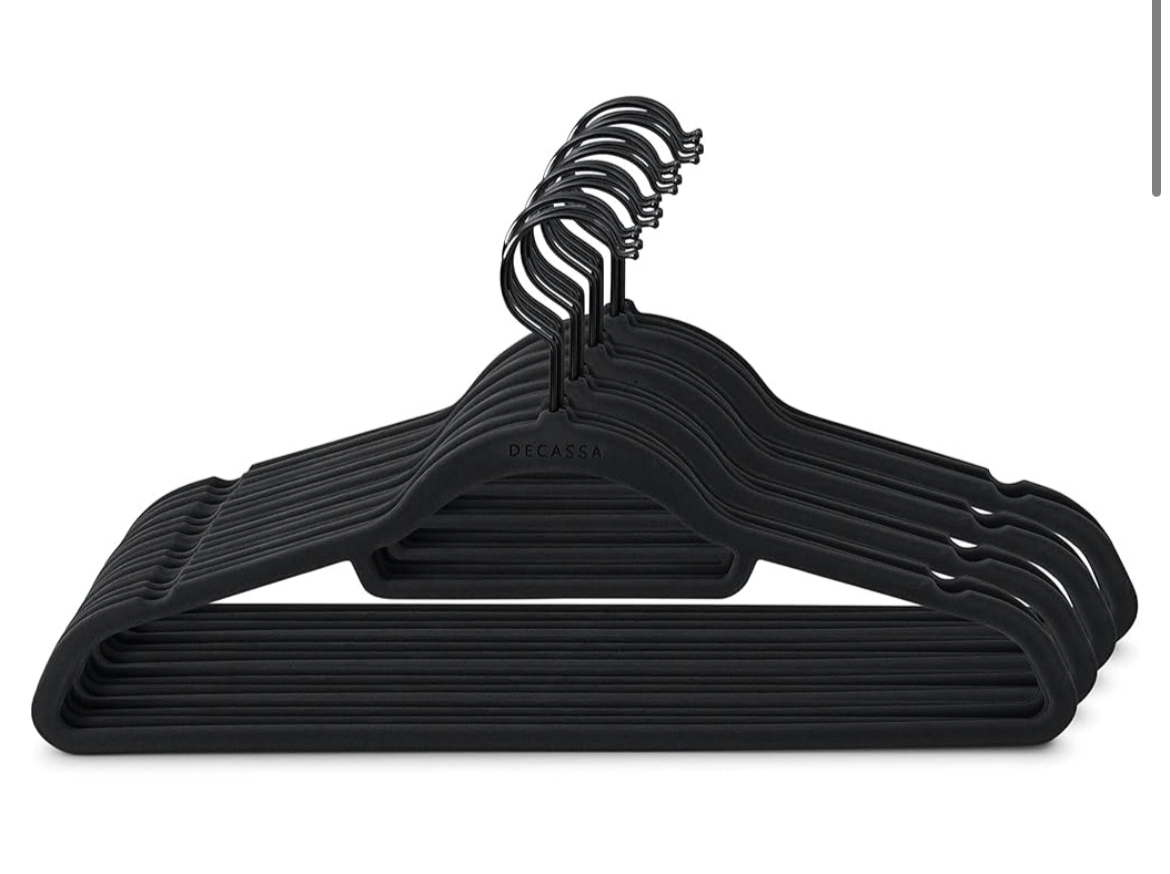 30x Black Velvet Swivel Clothes Hangers