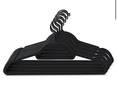 30x Black Velvet Swivel Clothes Hangers
