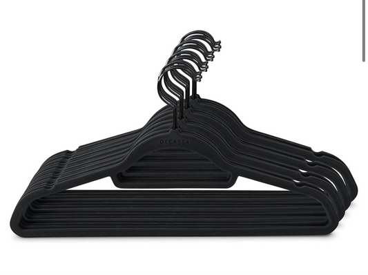 30x Black Velvet Swivel Clothes Hangers