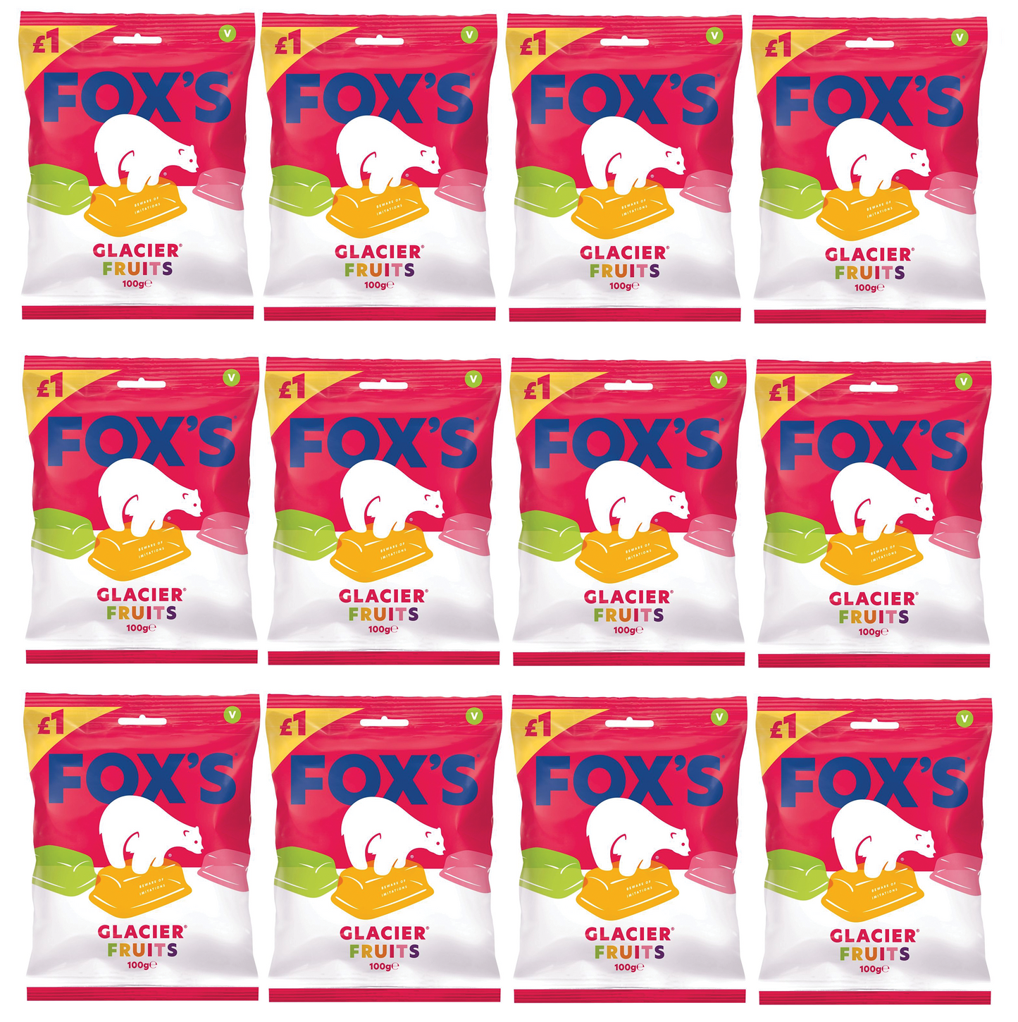 12 x Foxs Glacier Fruit 100G