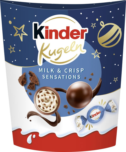17 x Kinder Xmas Choco Balls Milk & Crisp Sensations  - 90GM