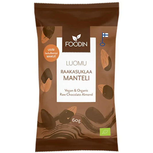 8 x Foodin Org Raw Chocolate Coated Almonds - 60g