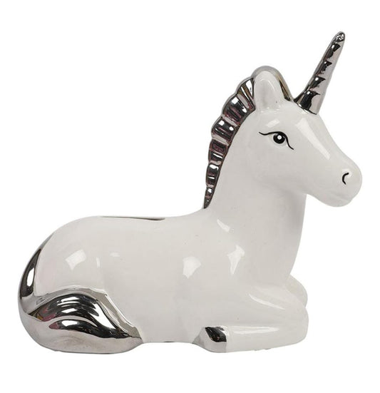 18cm Silver Plated Unicorn Money Box – Gift for Kids