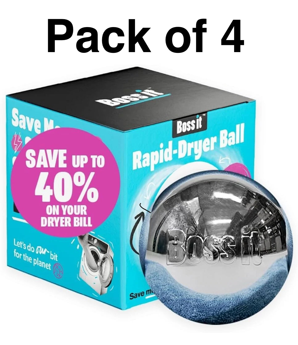 Boss It Rapid Laundry Tumble Dryer Balls – Pack of 4