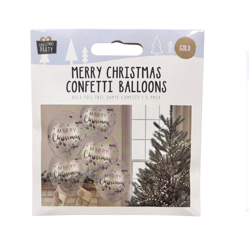 Gold Merry Christmas Confetti Balloons