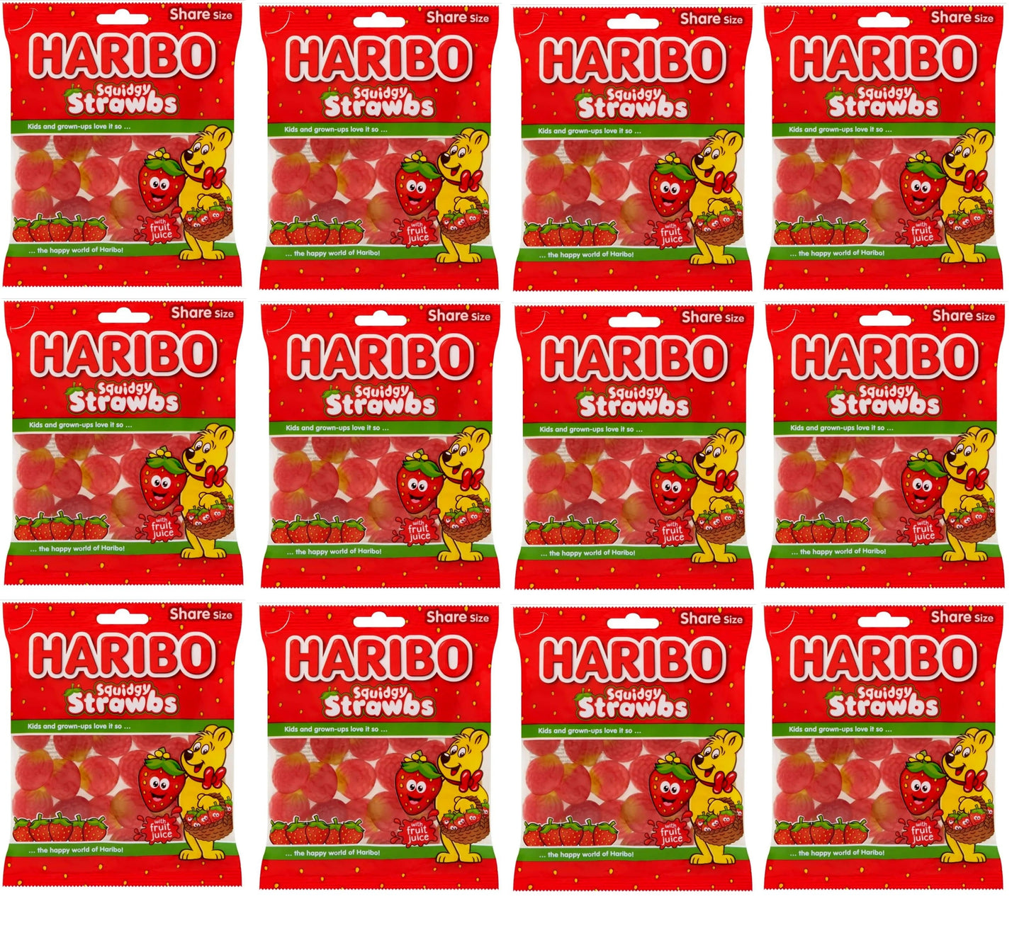 12 x Haribo Squidgy Strawbs 160G