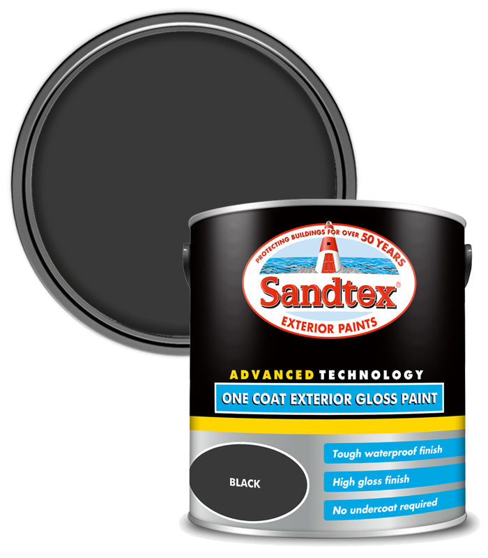 Sandtex One Coat Exterior Gloss Paint Black 750ml