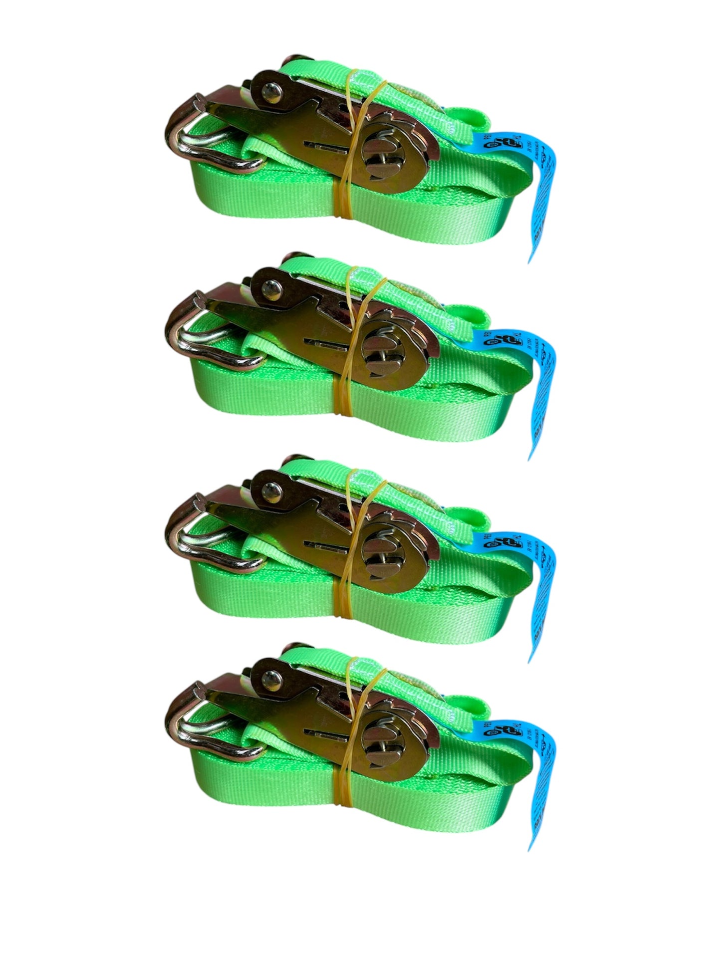 25MM x 8M Proline 800kg Ton Green Ratchet Straps Tie Down Claw J Hook (Pack of 4)