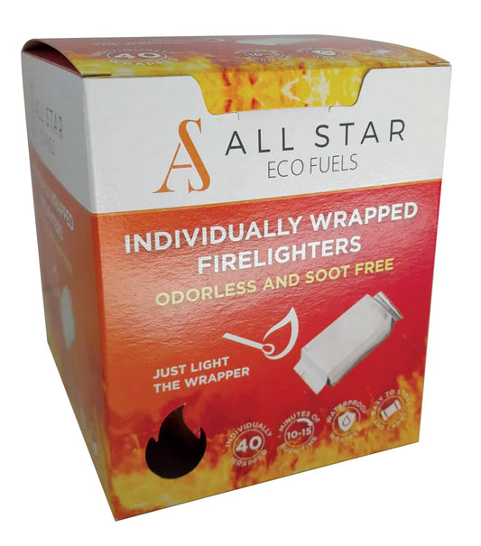 6 x All Star Individually Wrapped Firelighters  - 40 PACK