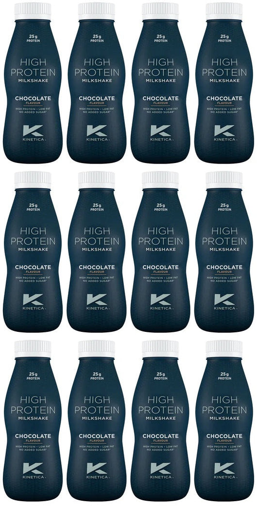 12 x Kinetica High Protein Milkshake Chocolate Flavour 330Ml