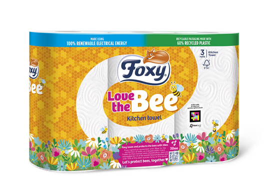 5 x Foxy Love The Bee Kitchen Towel - 3 PACK