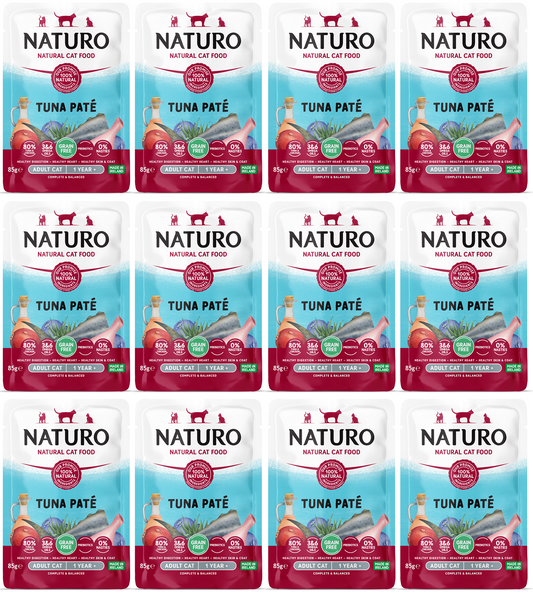 12 x Naturo Cat Pouch Tuna Pate  - 85GM