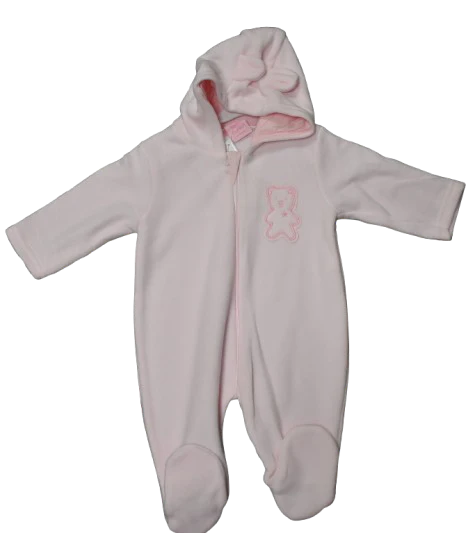 P1035 PINK FLEECE ROMPER WITH EARS