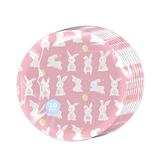 Pink Easter Bunny Paper Party Plates 10 Pack