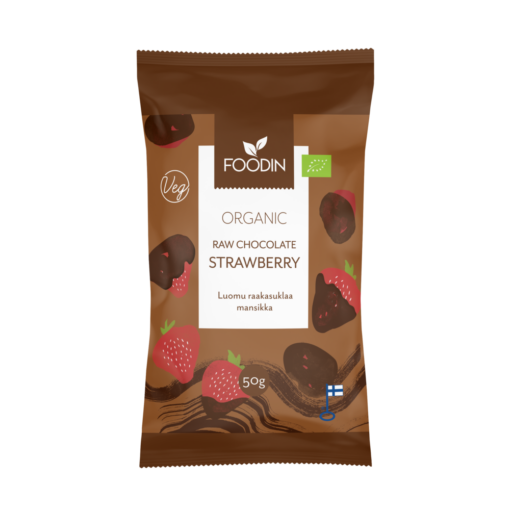 8 x Foodin Org Raw Choc Strawberry - 50g
