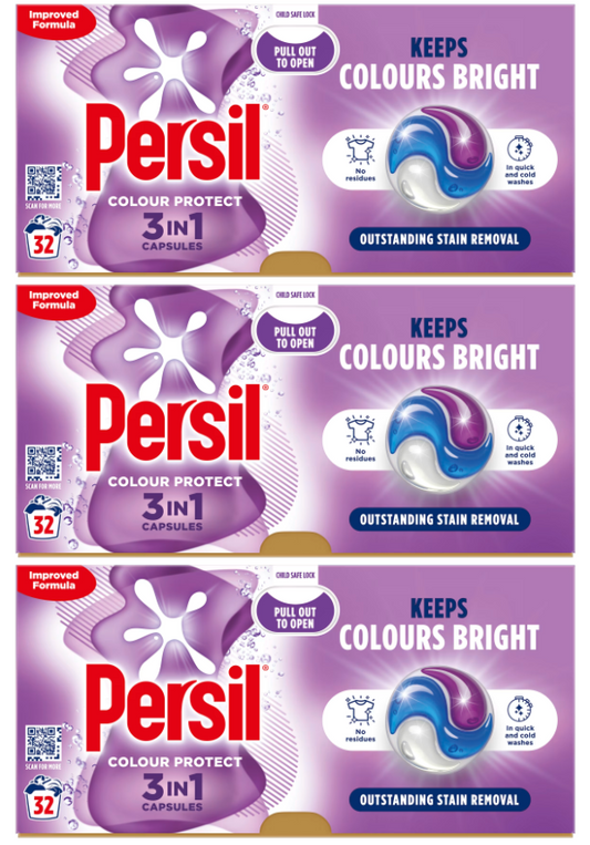3 x Persil 3 In 1 Washing Capsules Colour Protect 26 Washes