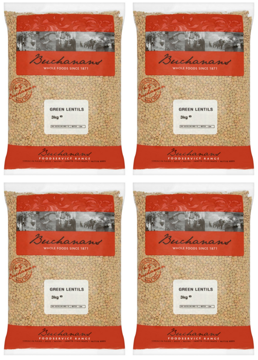 4 x Buchanans Green Lentils 3Kg