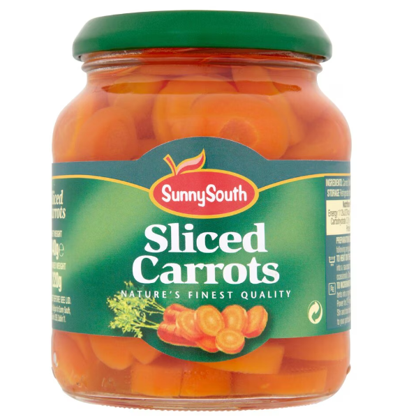 12 x Sunny South Sliced Carrots 340G