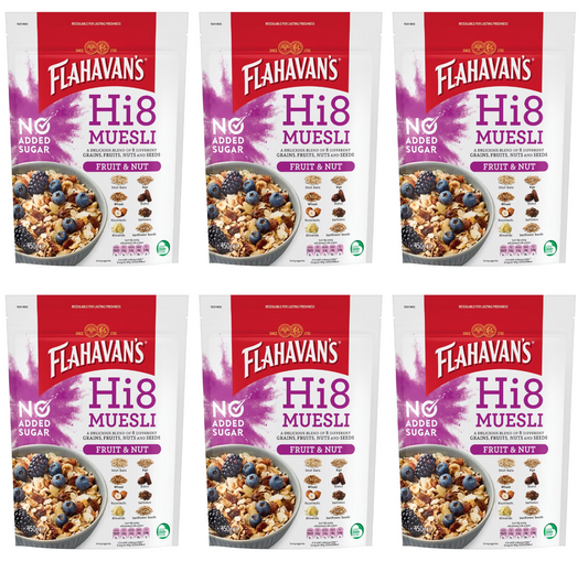 6 x Flahavan's Hi8 Muesli Fruit & Nut 450G