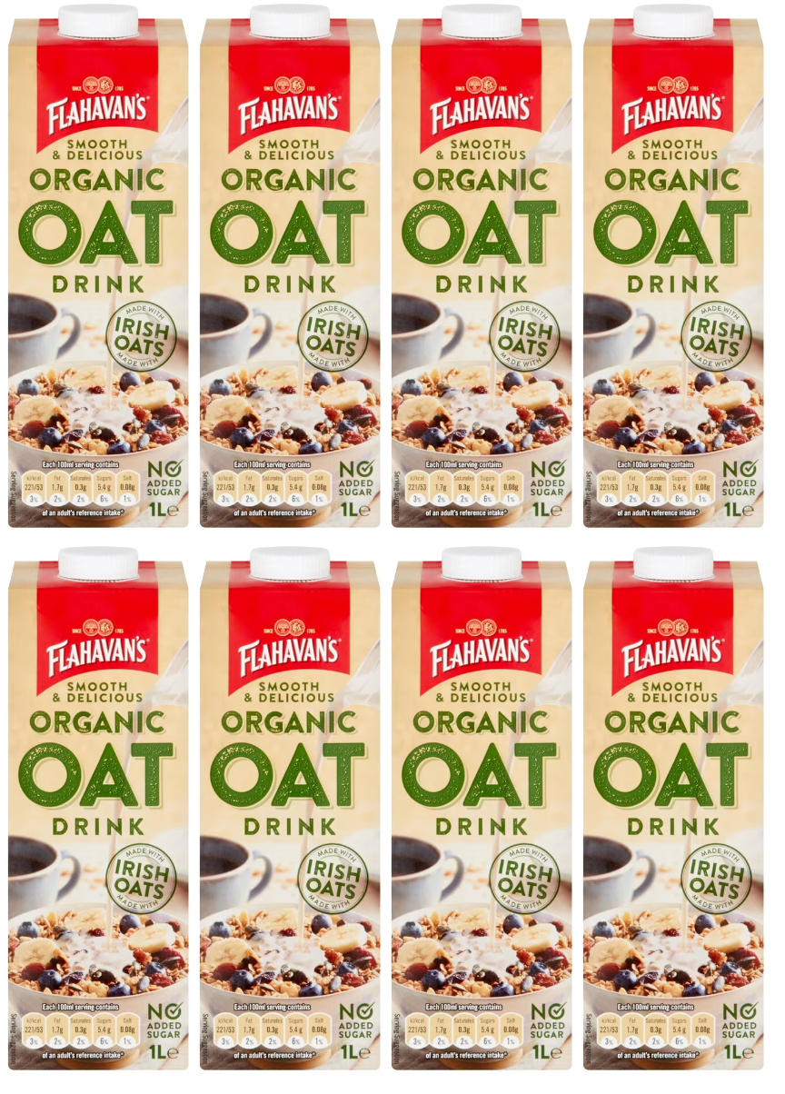 8 x Flahavan's Organic Oat Drink 1L