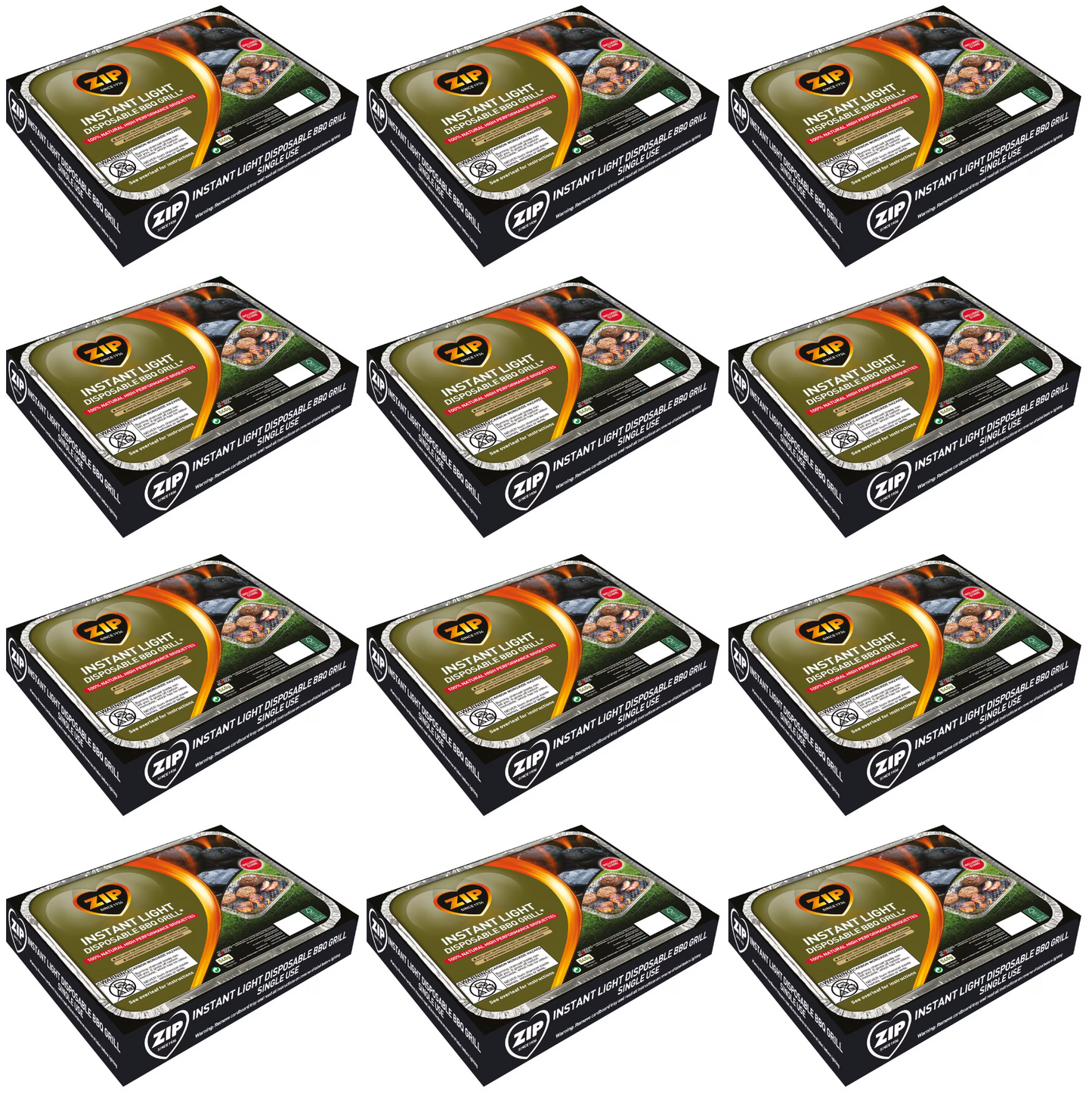 12 x Zip Instant Light Bbq Tray 540G
