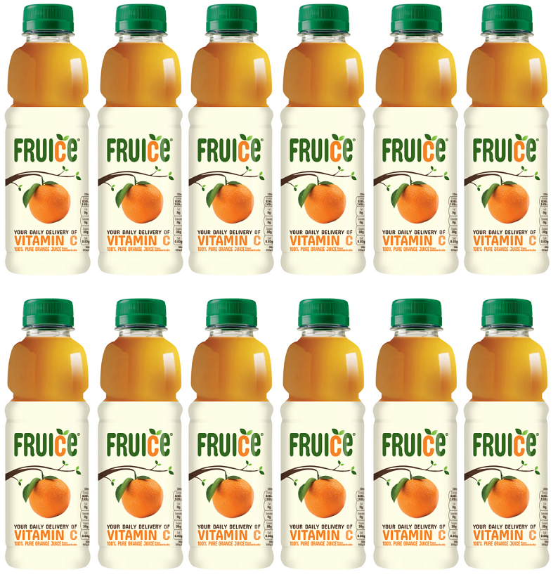 12 x Fruice 100% Pure Orange Juice From Concentrate 330Ml