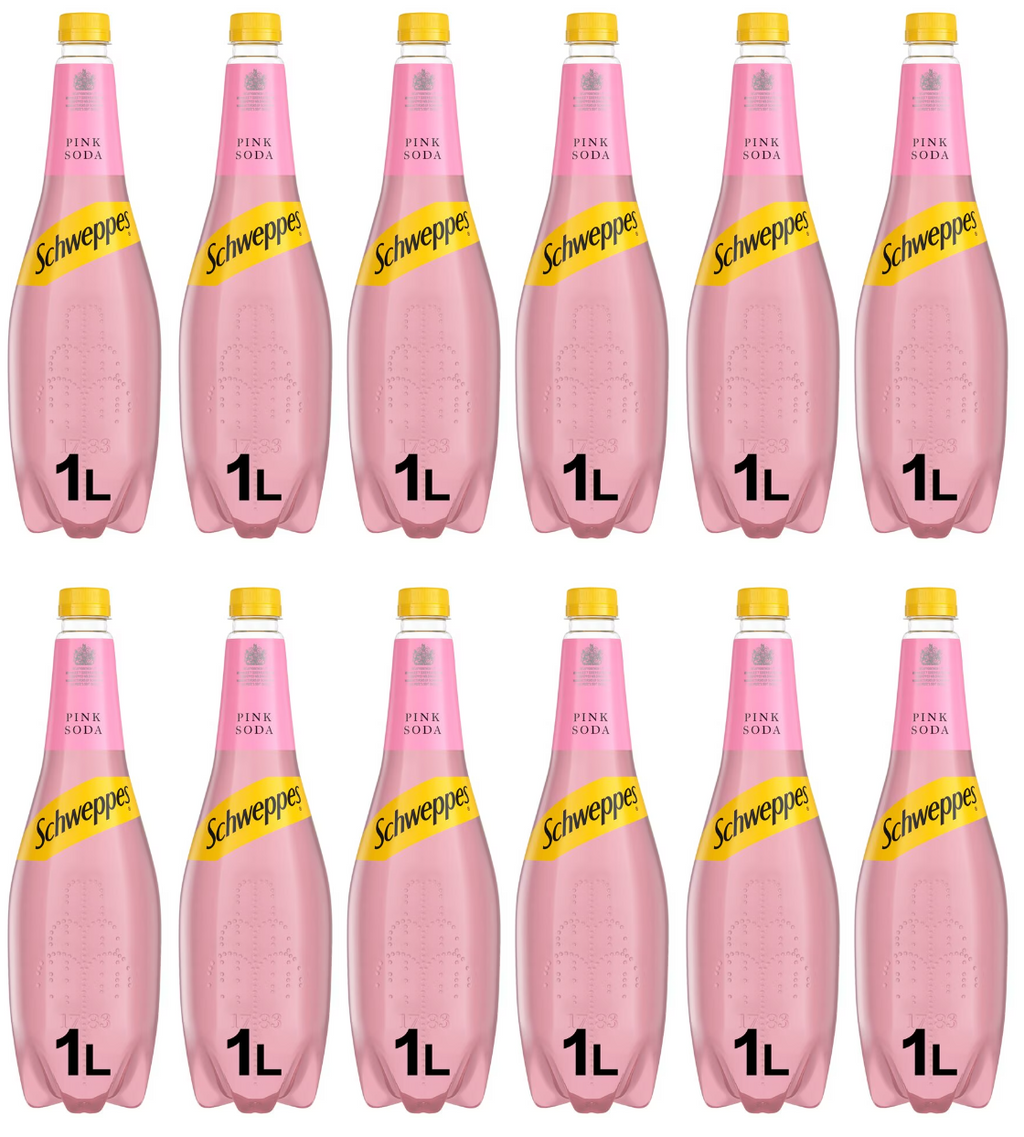 12 x Schweppes Pink Soda Sparkling 1L