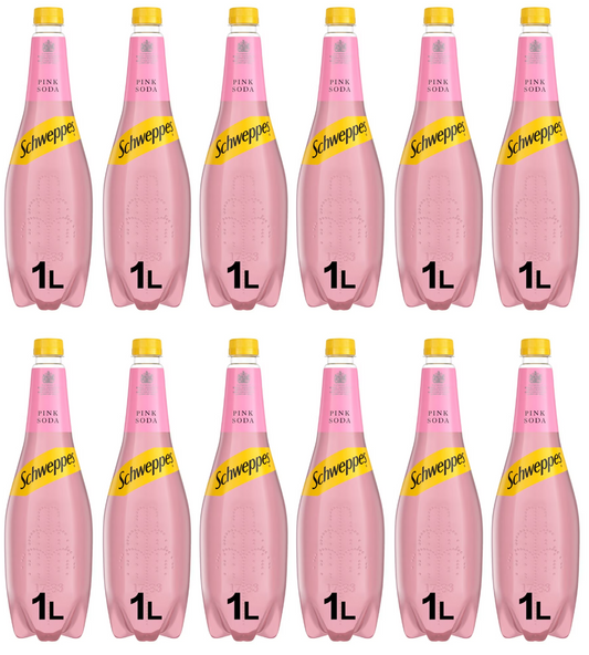 12 x Schweppes Pink Soda Sparkling 1L