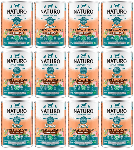 12 x Naturo Senior Dog Turkey & Chicken Gravy  - 390GM