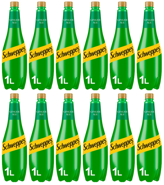 12 x Schweppes Canada Dry Ginger Ale - 1LTR