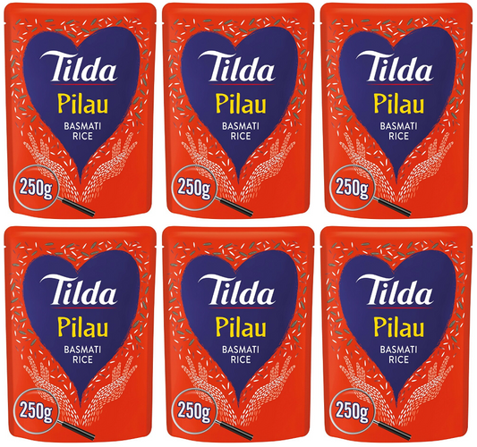 6 x Tilda Microwave Rice Pilau Basmati - 250G