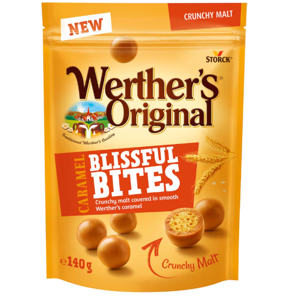 8 x Werthers Original Caramel Blissful Bites Crunchy Malt 140G
