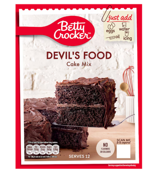 6 x Betty Crocker Devil S Food Cake Mix 425G