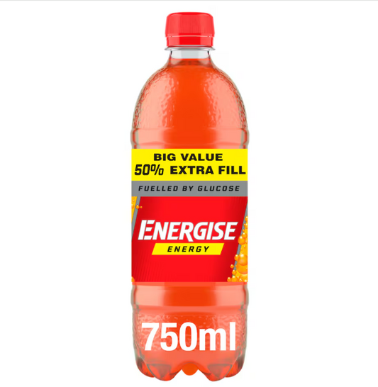 20 x Energise Energy Orange Bottle 750Ml